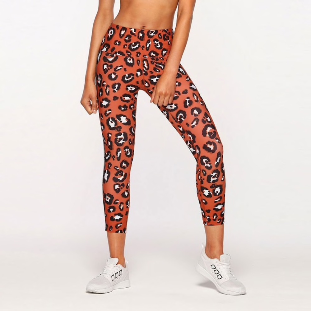 Lorna Jane Leopard Print Leggings - Brown and Black